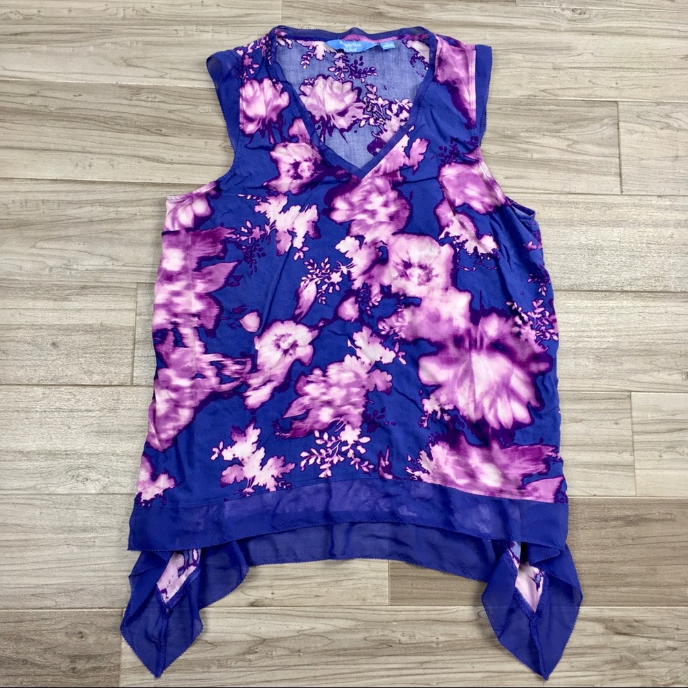 SIMPLY VERA Floral Watercolor Draped Tank
